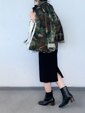 「beautiful people」｜「アイテム（ミリタリージャケット）」を使った、a.megumiさん（レディース・160cm）の秋コーディネート