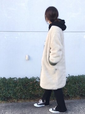 「リバーシブル」｜「アイテム（その他トップス）」を使った、a.megumiさん（レディース・160cm）の冬コーディネート