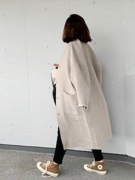 「GRL（グレイル）の2way巾着ショルダーバッグ（ショルダーバッグ）」を使った、a.megumiさん（レディース・160cm）の冬コーディネート