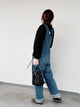 「GRL（グレイル）の2way巾着ショルダーバッグ（ショルダーバッグ）」を使った、a.megumiさん（レディース・160cm）の冬コーディネート