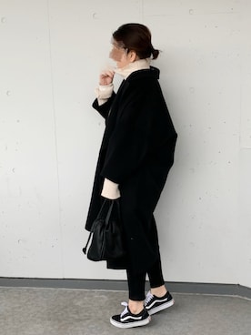 「GRL（グレイル）の2way巾着ショルダーバッグ（ショルダーバッグ）」を使った、a.megumiさん（レディース・160cm）の冬コーディネート