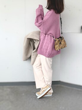 「GRL（グレイル）のケーブル編みニットトップス（ニット/セーター）」を使った、a.megumiさん（レディース・160cm）の冬コーディネート