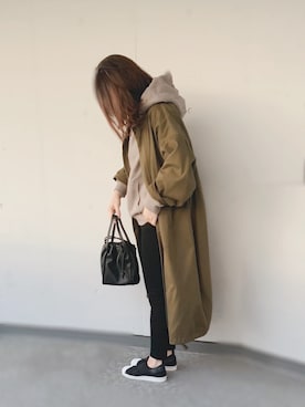 「GRL（グレイル）の2way巾着ショルダーバッグ（ショルダーバッグ）」を使った、a.megumiさん（レディース・160cm）の冬コーディネート