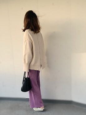 「GRL（グレイル）の2way巾着ショルダーバッグ（ショルダーバッグ）」を使った、a.megumiさん（レディース・160cm）の冬コーディネート