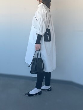 「GRL（グレイル）の2way巾着ショルダーバッグ（ショルダーバッグ）」を使った、a.megumiさん（レディース・160cm）の冬コーディネート