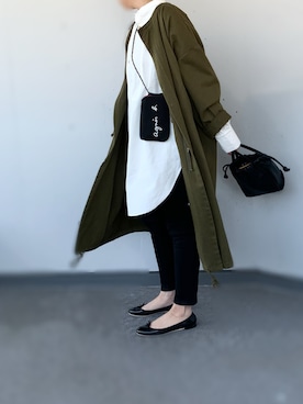 「GRL（グレイル）の2way巾着ショルダーバッグ（ショルダーバッグ）」を使った、a.megumiさん（レディース・160cm）の冬コーディネート