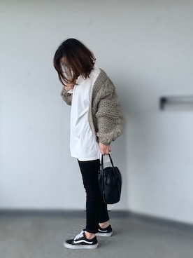 「GRL（グレイル）の2way巾着ショルダーバッグ（ショルダーバッグ）」を使った、a.megumiさん（レディース・160cm）の春コーディネート