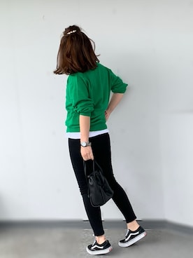 「GRL（グレイル）の2way巾着ショルダーバッグ（ショルダーバッグ）」を使った、a.megumiさん（レディース・160cm）の春コーディネート