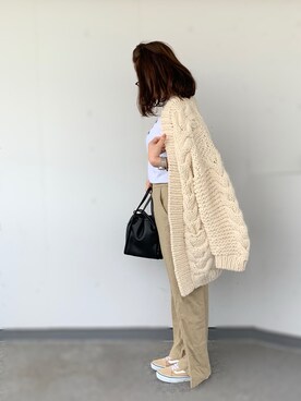 「GRL（グレイル）の2way巾着ショルダーバッグ（ショルダーバッグ）」を使った、a.megumiさん（レディース・160cm）の春コーディネート