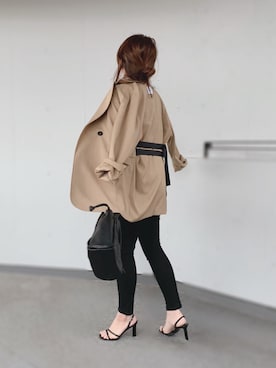 「GRL（グレイル）の2way巾着ショルダーバッグ（ショルダーバッグ）」を使った、a.megumiさん（レディース・160cm）の春コーディネート