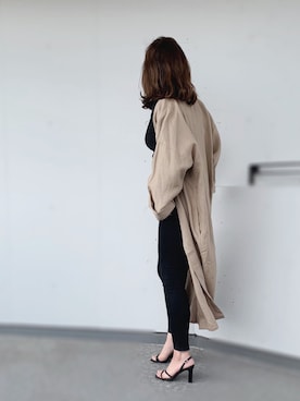 「リブT」｜「アイテム（その他アウター）」を使った、a.megumiさん（レディース・160cm）の春コーディネート