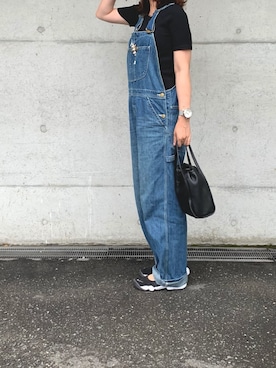「Lee（リー）のアイテム（オールインワン・サロペット）」を使った、a.megumiさん（レディース・160cm）の春コーディネート