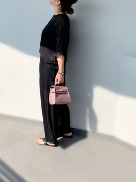 「無地党」｜「アイテム（アクセサリー）」を使った、a.megumiさん（レディース・160cm）の夏コーディネート
