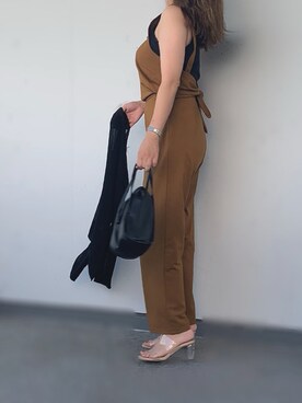 「GRL（グレイル）の2way巾着ショルダーバッグ（ショルダーバッグ）」を使った、a.megumiさん（レディース・160cm）の夏コーディネート