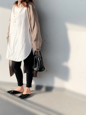 「GRL（グレイル）の2way巾着ショルダーバッグ（ショルダーバッグ）」を使った、a.megumiさん（レディース・160cm）の秋コーディネート