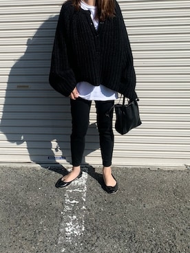 「GRL（グレイル）の2way巾着ショルダーバッグ（ショルダーバッグ）」を使った、a.megumiさん（レディース・160cm）の秋コーディネート