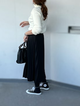 「GRL（グレイル）の2way巾着ショルダーバッグ（ショルダーバッグ）」を使った、a.megumiさん（レディース・160cm）の秋コーディネート