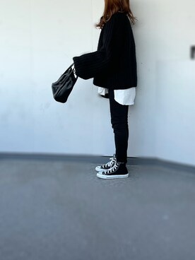 「GRL（グレイル）の2way巾着ショルダーバッグ（ショルダーバッグ）」を使った、a.megumiさん（レディース・160cm）の秋コーディネート