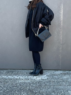 「TODAYFUL（トゥデイフル）のアイテム（MA-1）」を使った、a.megumiさん（レディース・160cm）の冬コーディネート