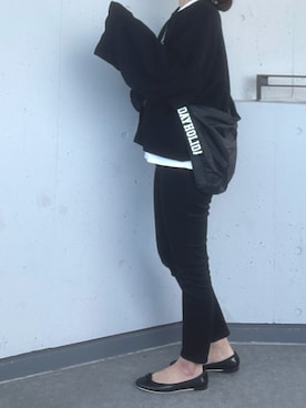 「袖ボリューム」｜「アイテム（バレエシューズ）」を使った、a.megumiさん（レディース・160cm）の冬コーディネート