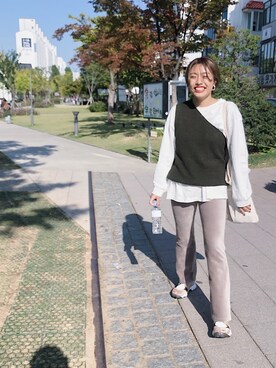 「BEAUTY&YOUTH UNITED ARROWS（ビューティーアンドユースユナイテッドアローズ）のアイテム（ニット/セーター、グリーン系）」を使った、sh02112さん（レディース・158cm）の秋コーディネート