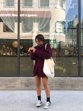 「SPINNS（スピンズ）のアイテム（ジャケット/アウター、パープル系）」を使った、sh02112さん（レディース・158cm）の秋コーディネート