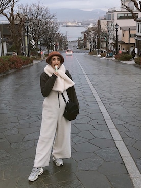 「niko and...（ニコアンド）のアイテム（スウェット、グレー系）」を使った、sh02112さん（レディース・158cm）の冬コーディネート