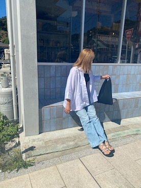 「UNIQLO（ユニクロ）のアイテム（シャツ/ブラウス、ホワイト系）」を使った、sh02112さん（レディース・158cm）の秋コーディネート