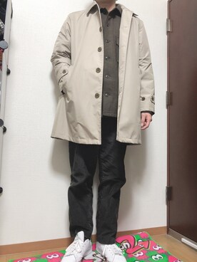 「アイテム（ステンカラーコート）」を使った、mhrさん（メンズ・178cm・20代）の冬コーディネート