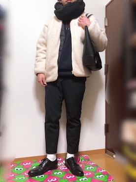 「アイテム（ストール/ショール）」を使った、mhrさん（メンズ・178cm）の冬コーディネート
