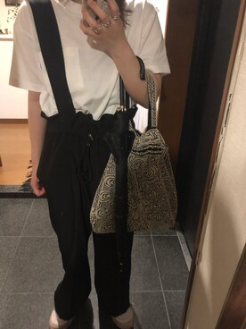 「BEAMS BOY（ビームスボーイ）のアイテム（Tシャツ/カットソー、ホワイト系）」を使った、kyahoさん（レディース・150cm）の夏コーディネート