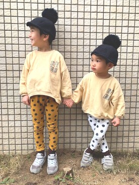 「お揃いコーデ」｜「アイテム（スウェット）」を使った、kirirenさん（キッズ・90cm）の冬コーディネート