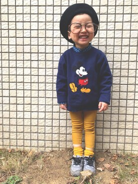 「Adam et Rope' Le Magasin（アダムエロペルマガザン）のアイテム（メガネ）」を使った、kirirenさん（キッズ・90cm）の冬コーディネート