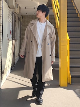 「アイテム（トレンチコート）」を使った、みやーきさん（メンズ・171cm・20代）の春コーディネート