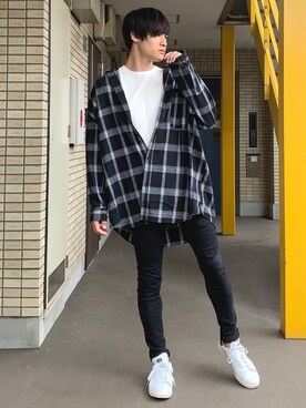 「adidas Originals（アディダスオリジナルス）のオリジナルス スタンスミス [STAN SMITH]（スニーカー）」を使った、Yukiさん（メンズ・171cm）の夏コーディネート