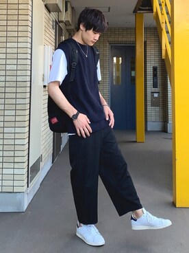 「adidas Originals（アディダスオリジナルス）のオリジナルス スタンスミス [STAN SMITH]（スニーカー）」を使った、Yukiさん（メンズ・171cm）の夏コーディネート