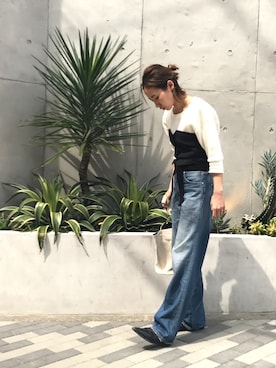 「アイテム（チューブトップ）」を使った、SHIZUKAさん（レディース・160cm）の春コーディネート