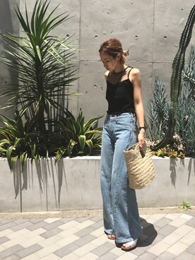 「アイテム（チューブトップ）」を使った、SHIZUKAさん（レディース・160cm）の夏コーディネート