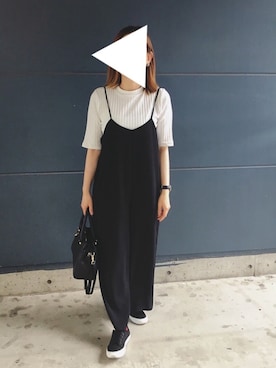 「AMERICAN HOLIC（アメリカンホリック）のアイテム（つなぎ/オールインワン）」を使った、TOMOさん（レディース・156cm）の夏コーディネート