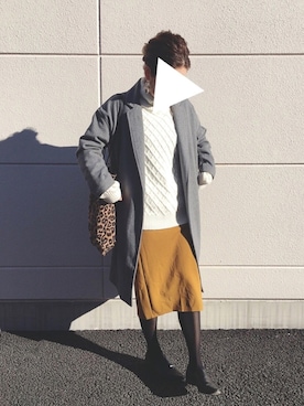 「マスタードイエロー」｜TOMOさん（レディース・156cm）の冬コーディネート