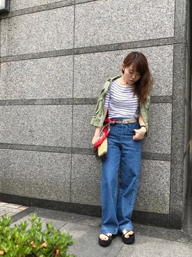 「Moname（モナーム）のアイテム（ジャケット/アウター）」を使った、Arrさん（レディース・156cm）の夏コーディネート