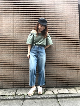 「Moname（モナーム）のアイテム（トップス）」を使った、Arrさん（レディース・156cm）の夏コーディネート