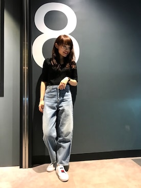 「リブニット」｜「アイテム（スリッポン）」を使った、Arrさん（レディース・156cm）の夏コーディネート