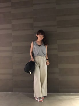 「Moname（モナーム）のアイテム（その他パンツ）」を使った、Arrさん（レディース・156cm）の夏コーディネート