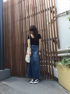 「Moname（モナーム）のアイテム（スカート）」を使った、Arrさん（レディース・156cm）の夏コーディネート