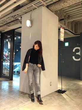 「ノースリーブニット」｜「アイテム（ノーカラージャケット）」を使った、Arrさん（レディース・156cm）の秋コーディネート