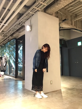 「Marilyn Moon（マリリンムーン）のアイテム（ニット/セーター）」を使った、Arrさん（レディース・156cm）の秋コーディネート