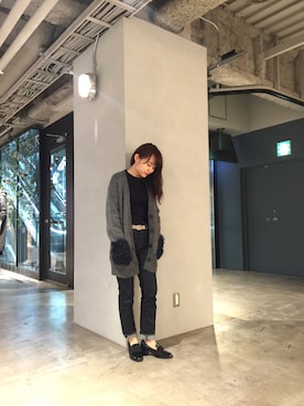 「Marilyn Moon（マリリンムーン）のアイテム（ニット/セーター）」を使った、Arrさん（レディース・156cm）の秋コーディネート