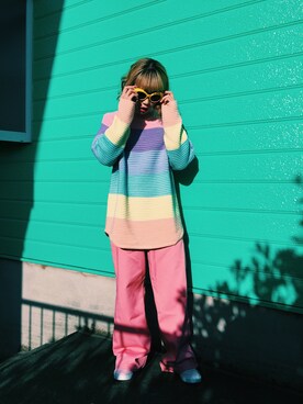 「UNIF」｜「アイテム（ニット/セーター）」を使った、ヤマダナツコさん（レディース・167cm）の春コーディネート