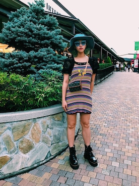 「UNIF」｜「アイテム（バッグ）」を使った、ヤマダナツコさん（レディース・167cm）の夏コーディネート